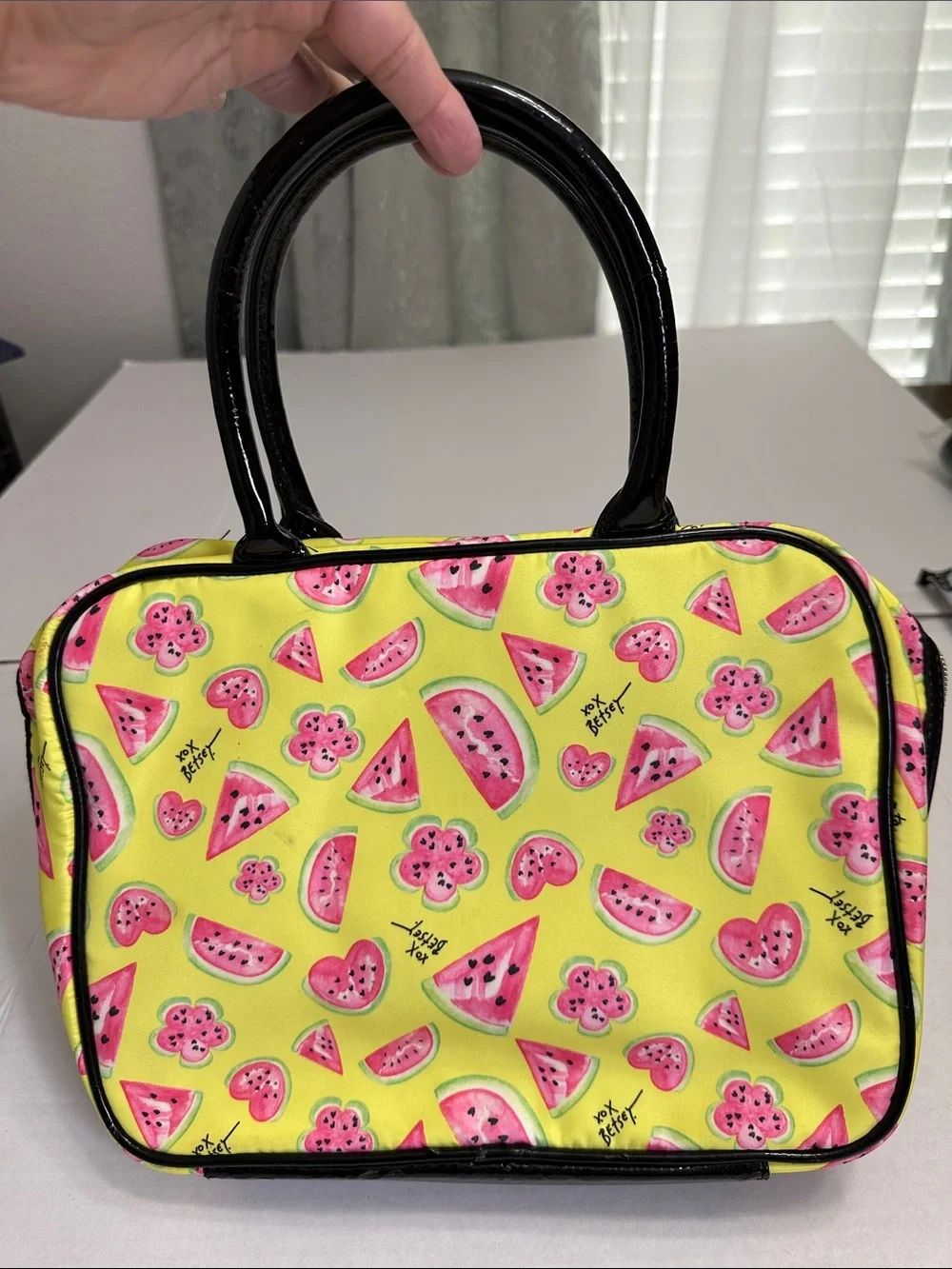 Betsey Johnson Yellow Pink Watermelon Cosmetic Bag Travel